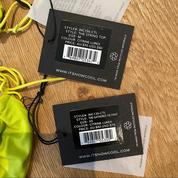 Its Now Cool - The String Bikini Top & The Gathered Tie Pant in Citrine Lurex - Picture 4 of 10